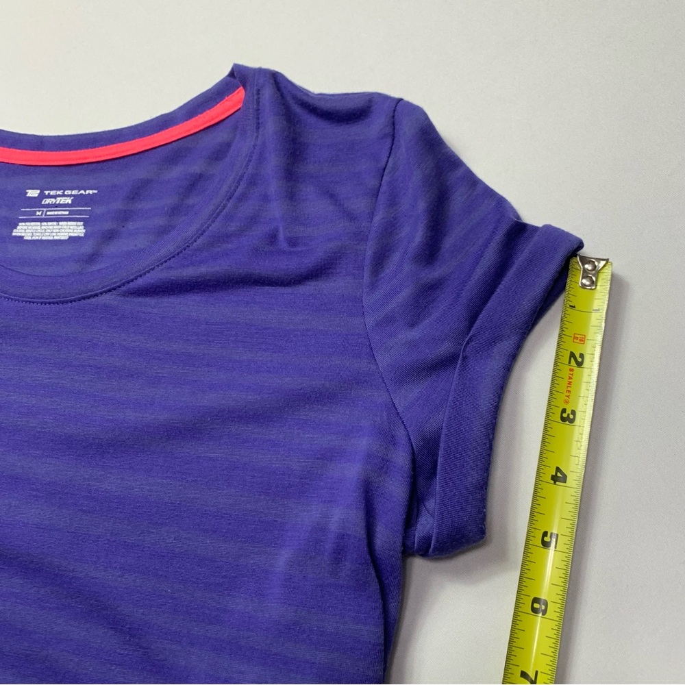 Tek Gear Purple Striped Dry Tek Short Sleeve Top Women’s Medium - Picture 7 of 11
